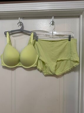Lane Bryant Cacique cotton boost plunge bra SZ 38DD & panty SZ 18/20 full brief